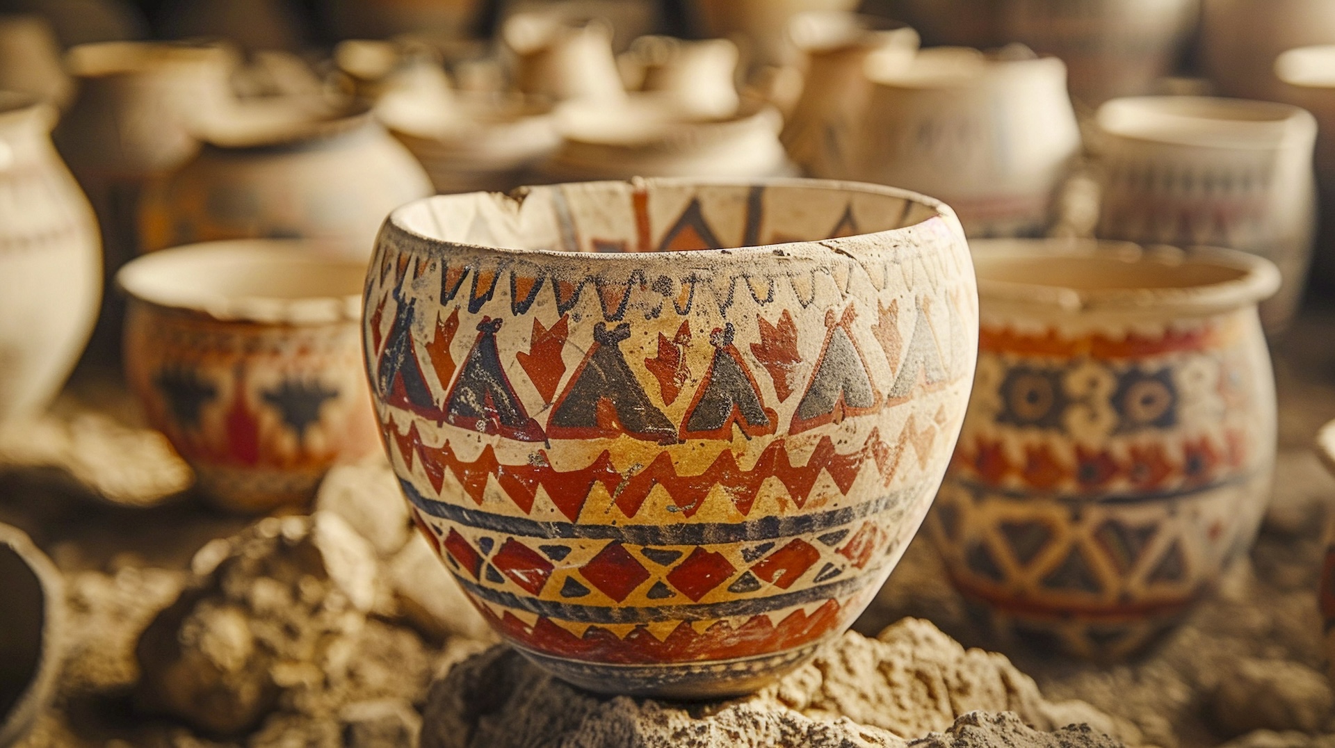terracotta-vase-with-indigenous-pattern Luminaires – Image 1